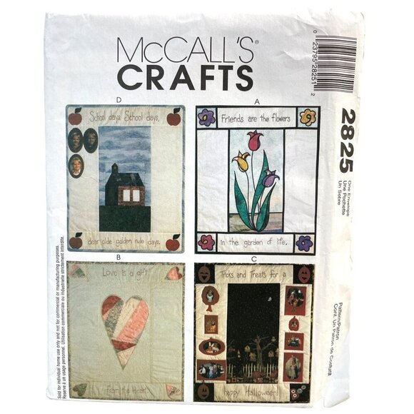 McCalls Sew Pattern 2825 Wall Quilts Friendship Love Halloween and School Theme - Picture 1 of 2